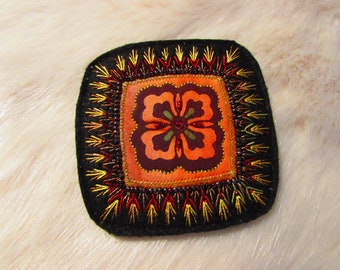Textile Brooch - Hand Embroidered (Ap18-02)