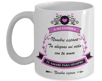 Regalo Personalizado Tazas de Amor con Mensajes para Esposa - Mama - Aniversario