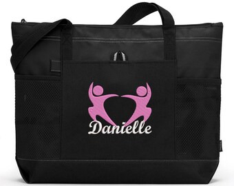 Dancers 3 Personalized Zippered Tote Bag with Mesh Pockets, Beach Bag, Boating, Exclusive Design