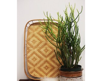 Vintage Large Bamboo Coffee Table Tray / Vintage Large Rattan Tray / Vintage Bamboo Tray / Boho Coffee Table Tray / Wall Basket