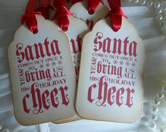 Vintage Inspired Christmas Gift Tags - Santa greeting
