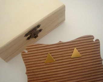 Brass Triangle Stud Earrings ,Brass Stud 15mm,Geometric Jewelry
