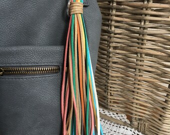 Large Tassel Keychain and Handbag Charm 8.5" + clip - Fringe Tassel Key Chain, Tassel for Purse, Boho Keychain, Gift for Her (LT123)