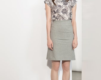 Women's blouse - Mao collar - lightweight - short sleeves - top - SS18 - Interval Collection - Suki pale cheetahs 110.00