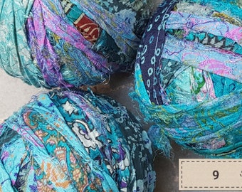 Sari Yarn- recycled sari silk stitched into yarn