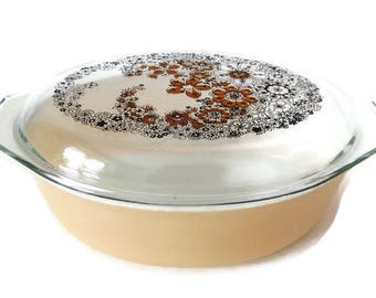 Pyrex 2 1/2 Quart Casserole With Lid, 045 Series, Limited Promotional, Floral Bubbles, Vintage 1970s