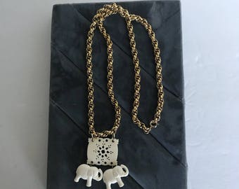 Silver Elephant Head Pendant Trunk Up!