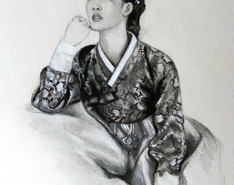 Charcoal and Chalk - Beautiful Woman.