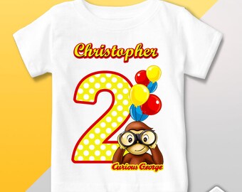 Curious George T Shirt, Curious George Birthday Shirt, Birthday Party, Personalized Curious George Outfit, Curious George Birthday