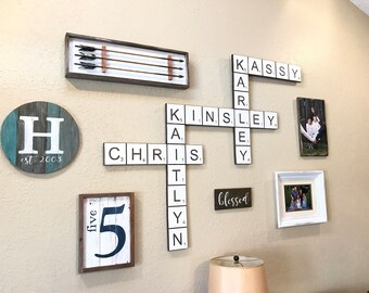 5in Large Scrabble Tile, Scrabble wall art, Gallery Wall decor, Farmhouse Style Decor, Scrabble Tiles, Personalized Sign, Wood Letter