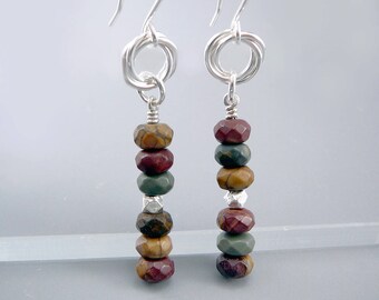 Nickel Free Earrings, Jasper Jewelry, Presents for Friends, Sterling Silver Drop Earrings, 925 Jewelry, Nickel Free Jewelry, Earthy Jewelry