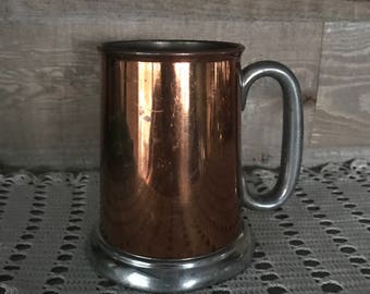 Flemish Copper 3192 Glass Bottom Tankard Beer Stein Vintage