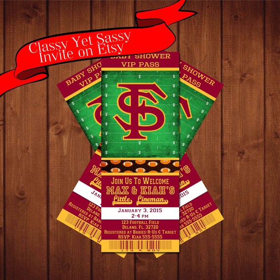 Baby Shower ticket invitation - Football ticket party invite- Tailgate Party ticket invitation -Baby boy Invitation - 025