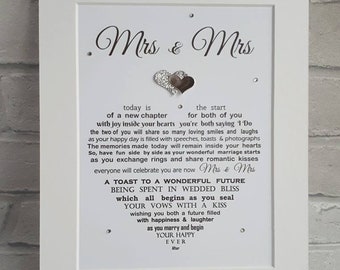 Lesbian Wedding Gift, Lesbian Couple, Mrs and Mrs, Bride and Bride gift, Wedding gift for lesbian couple