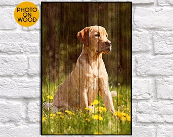 Custom Pet portrait pet loss gift photo on Wood art Dog portrait Pet gift for Husband gift for Best friend gift Panel effect Pet memorial