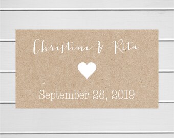 Save The Date Stickers, White Ink on Kraft Save the Date, Kraft Wedding Envelope Seals, Kraft Wedding Stickers (#197-3-KR-WT)