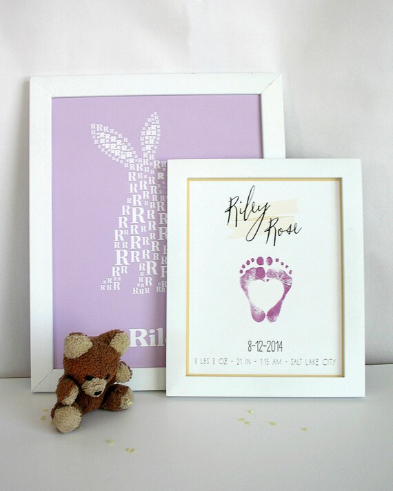 Baby Footprint Personalized Name Birth Stat Poster