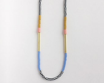 Colourblock Necklace - Mustard & Pink