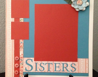 Sisters, 12x12 2-Page Scrapbook Layout, Premade 12x12 Scrapbook Layout, Girls, Women, Feminine, Floral, Flowers, Graphic 45, Secret Garden