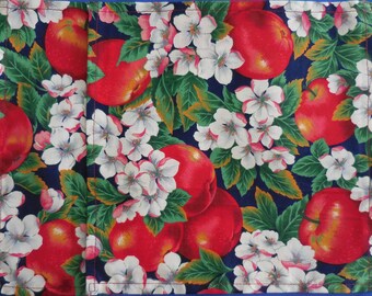 Cloth fabric Lunchbox Napkins with Apples and Apple Blossom – Kids Lunchbox Napkins with Apples and Apple Blossom – set of 2 9 x 9