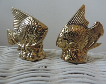 Solid Brass Fish Paperweights Vintage