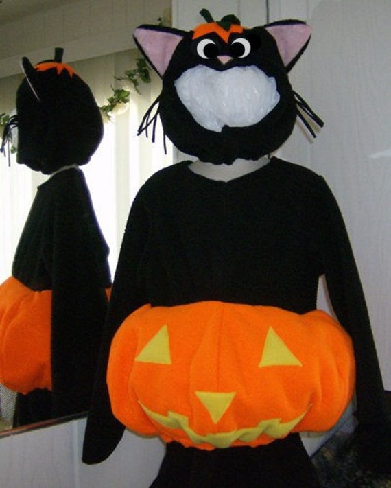 Black Cat Pumpkin Halloween Costume Jack O Lantern Kids Unique