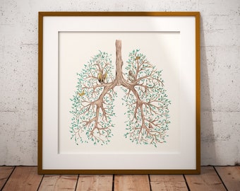 Watercolor Anatomy, Watercolor Anatomy Print, Watercolor Lungs, Lungs Art, Lungs Gift, Gift For Doctor, Nurse Gift Gift for Nurse Wall Art