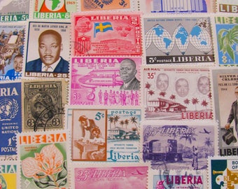 Black Power 50 Premium Vintage Liberian Postage Stamps Republic of Liberia Africa Monrovia Black History Scrapbooking African Philately