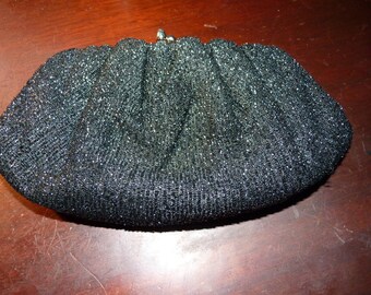 Vintage Harry Levine black clutch/evening purse marked HL USA and in Very Good Vintage Condition