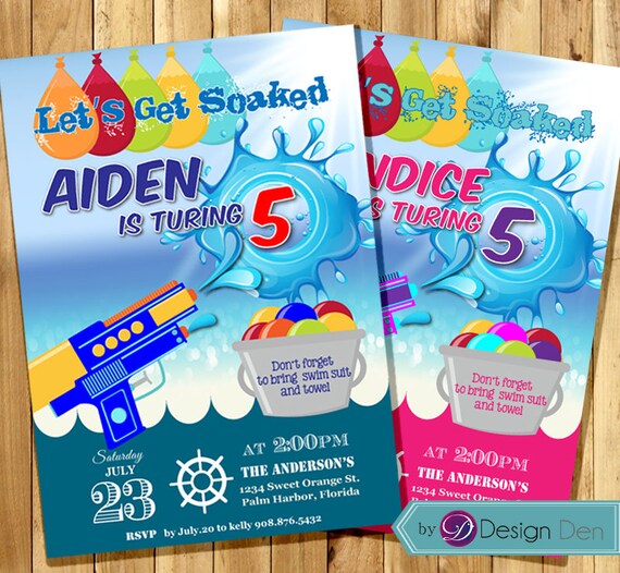 water gun party invitation water balloon party summer water balloon fight flyer