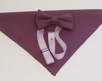 Dusty Plum bow tie and pocket square combo