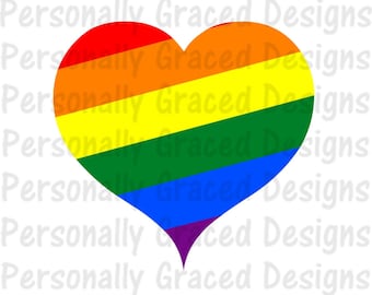 SVG, DXF, EPS Cut file Gay Pride svg, Rainbow Heart Svg, Heart svg, silhouette file, cameo file, Cricut File, Instant Download, Love Wins