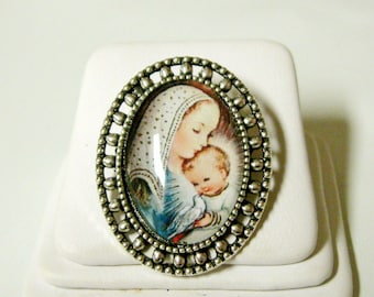 Madonna and child brooch/pin - BR02-073