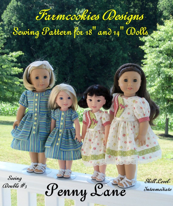 2 Sizes! PDF Sewing Pattern: Penny Lane/For BOTH 18" American Girl ® and 14" Wellie Wishers®/ Fits Like American Girl Doll Clothes Pattern