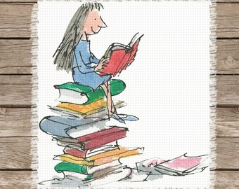 Matilda by Roald Dahl | Inspired Image Chart for Cross-Stitch, Graphgans, Latch Hook, Crochet, Knitting