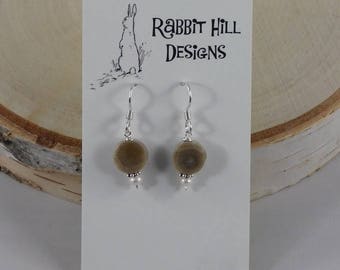 Petoskey Stone with Pearl Earrings