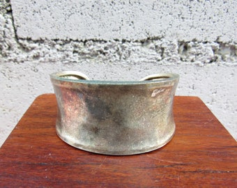 Mexican Silver Cuff Bracelet Alpaca Siilverl Mexican Modernist Bracelet Ajustable Cuff Vintage Jewelry