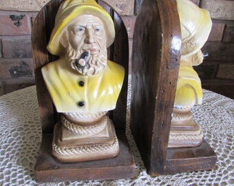 Vintage Sailor Nautical Shalkware Bookends.