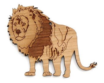 African Lion Ornament- Timber Green Woods. Sustainable Harvest Wood. Made in the USA!