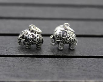 Sterling Silver Elephant Charm, Sterling Silver Elephant Pendant,Thai Silver Elephant jewelry