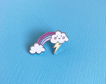 Cloudy Rainbow Enamel Pin | cute lapel pin hat badge