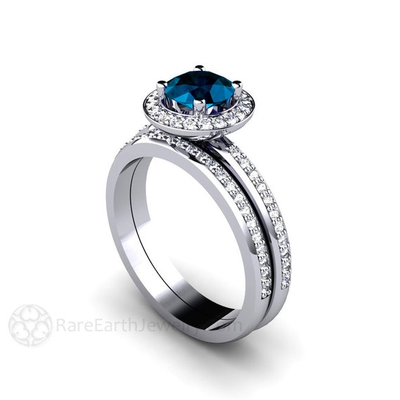 london blue topaz engagement ring wedding band diamond halo wedding set blue december birthstone - Blue Topaz Wedding Rings london blue topaz engagement ring wedding band diamond halo wedding set blue december birthstone - Blue Topaz Wedding Rings