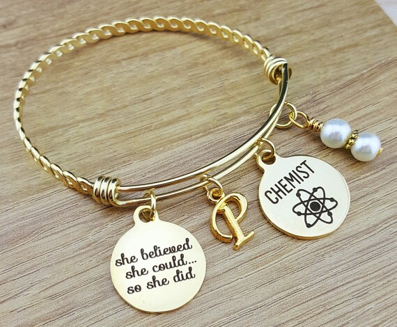 Gold Bangle Graduation Gift for Chemist Chemistry Gift Graduation Gift College Graduation College Graduation Gift Senior 2018 Senior Gifts