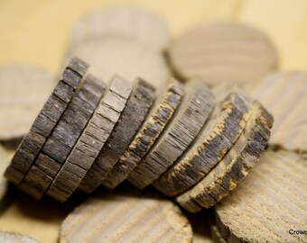Wooden Discs - 1 Inch - Two Dozen - Crafting Supplies - Aged Wood - Old Rake Handles - Jewelry Supplies