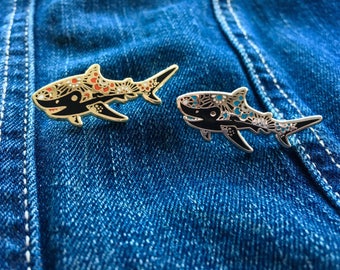 Shark Gold and Silver Enamel Pins
