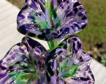Handmade Purple Glass Flowers