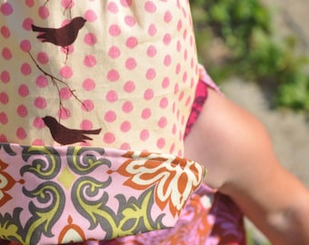 UB2 LITTLE--BROWN--BIRDS (with deliciously sweet little chocolate birdies) a sun hat by The Urban Baby Bonnet-- size large