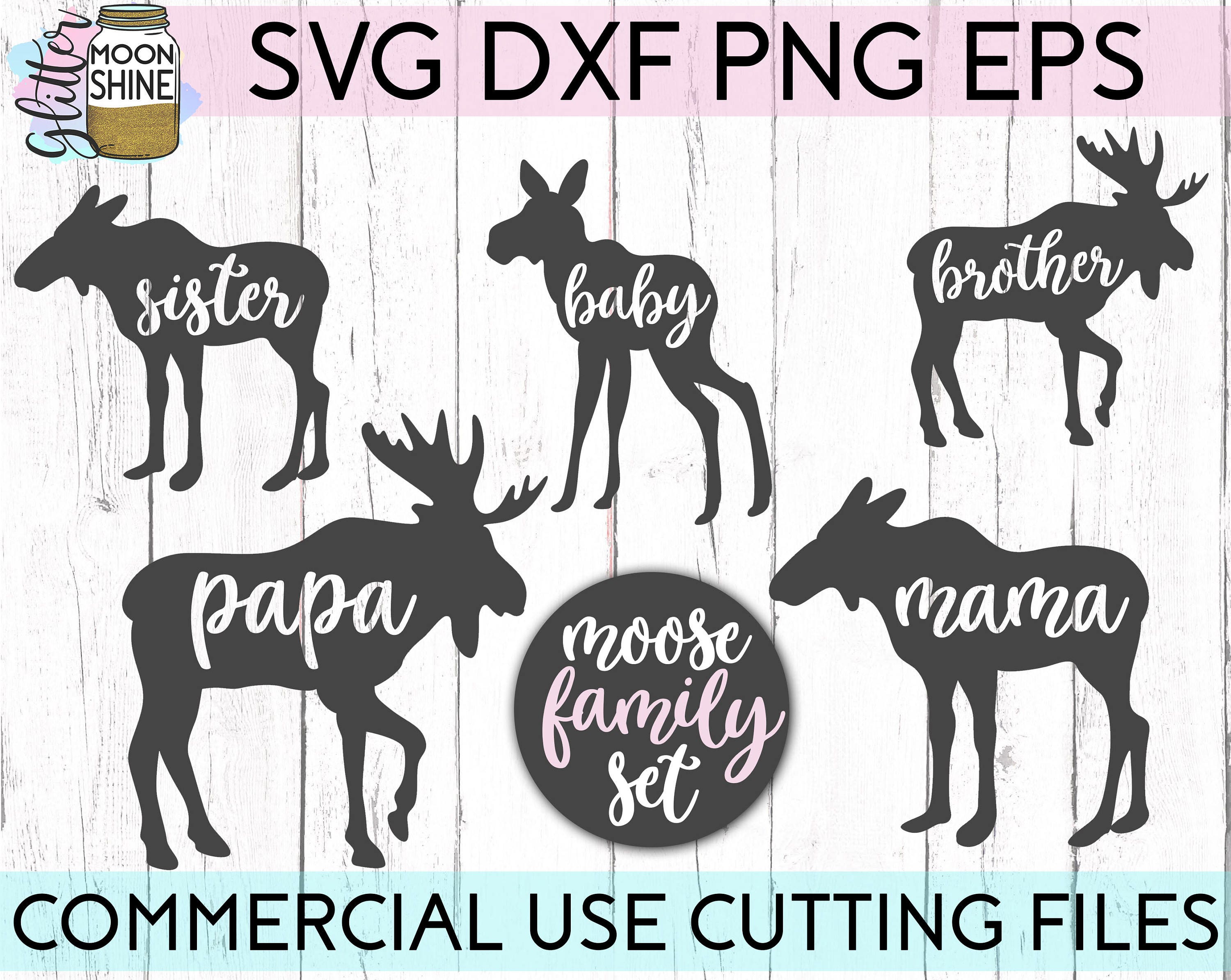 Download Moose Family Bundle svg dxf eps png Files for Cutting Machines