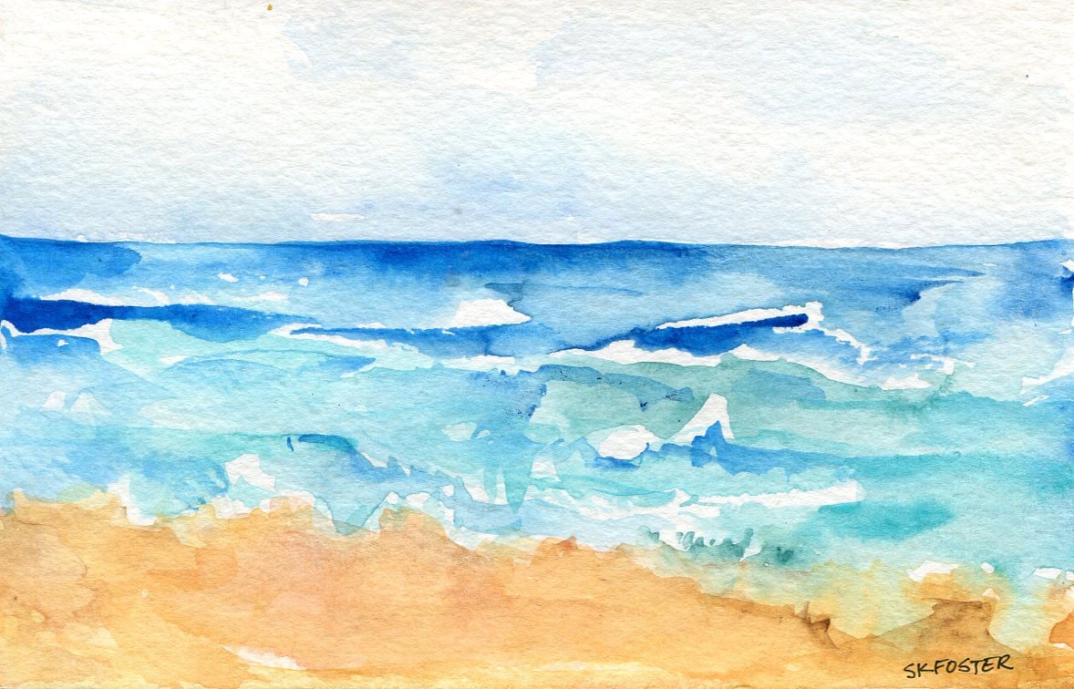 Seascape watercolors paintings 4 x 6 inches Original modern