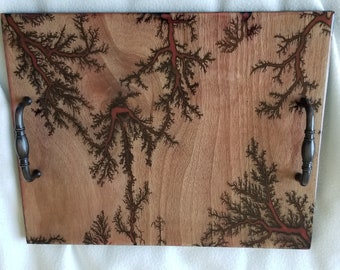 Serving tray,cheese board,Charcuterie,fractal burning,unique